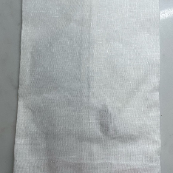 100% Linen White Hand Towel with pale grey Embroidery - Picture 2 of 4